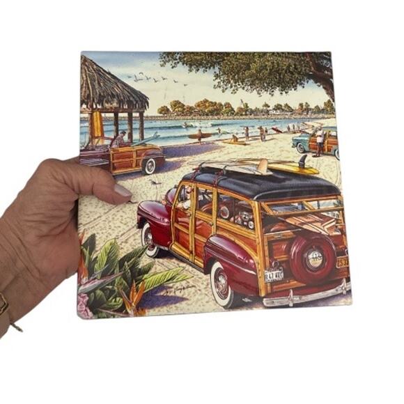 Vintage Rare Doheny Beach Print 8”x8” Tile by Jim Krogle - Picture 2 of 9